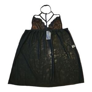 Samantha's Strappy Halter Neck Mesh & Lace Babydoll Chemise Women's XL NWT